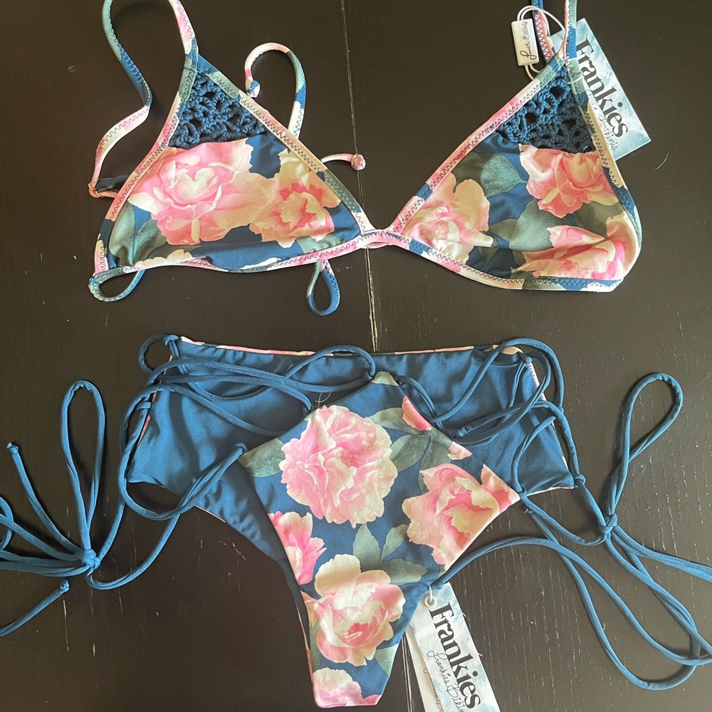 Frankie's Bikinis Pink Peony Bikini Set